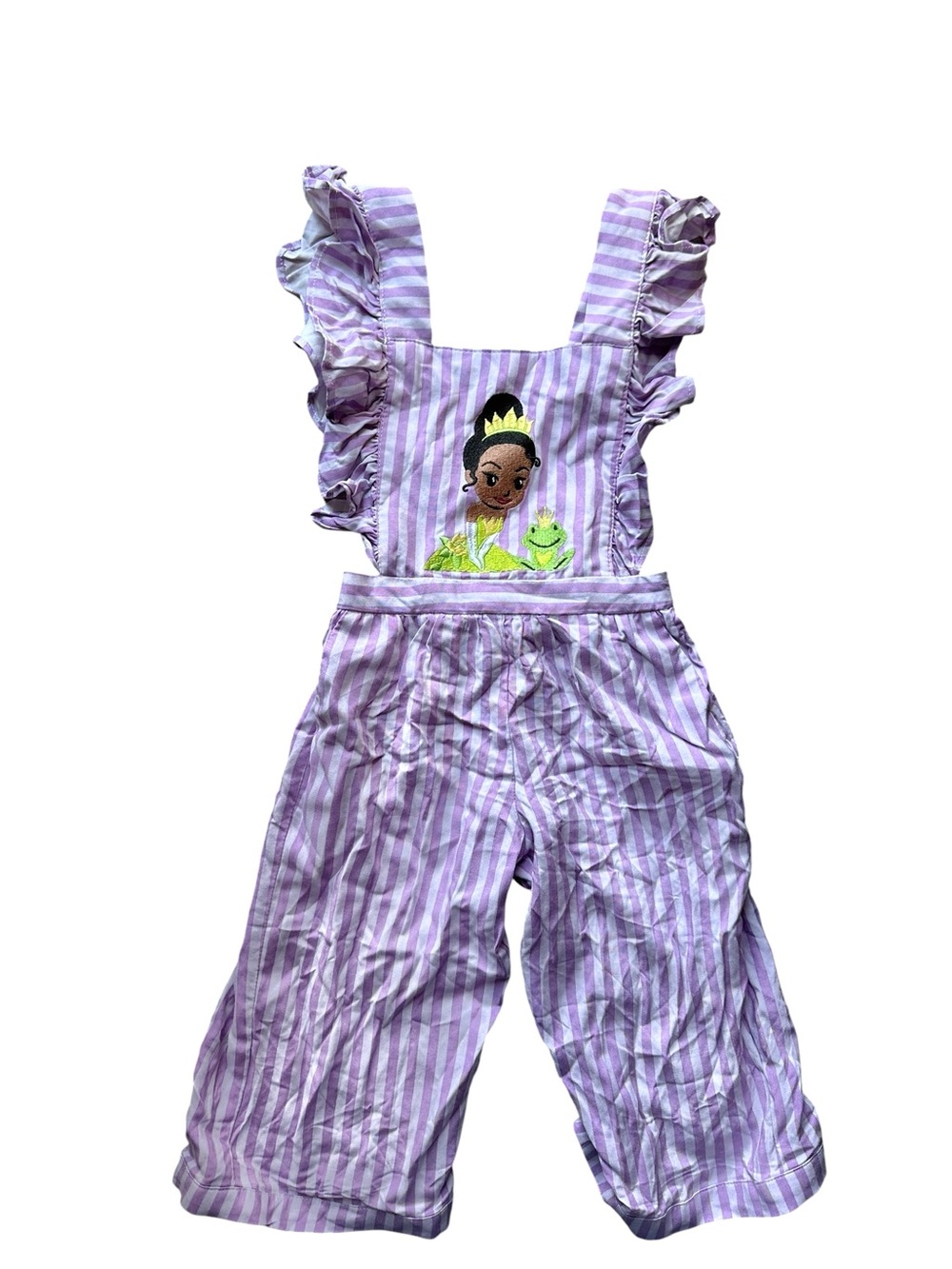 Disney The Princess and the Frog Tiana Striped Toddler Romper Purple Size 2 NWT